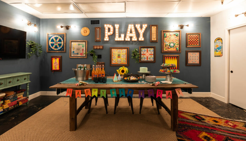 Game Room Birthday Party Table